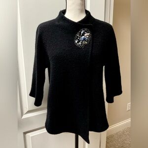 JM Collection Black Wool Knit Sweater Jacket PM Embelleshed